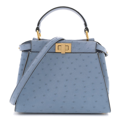 Fendi Ostrich Shiny Nappa Mini Peekaboo I SEE U Satchel Baby Boy 1 of 12