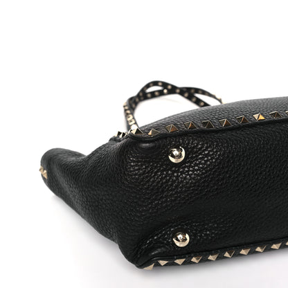 Valentino Garavani Grained Calfskin Small Rockstud Tote Black 7 of 8