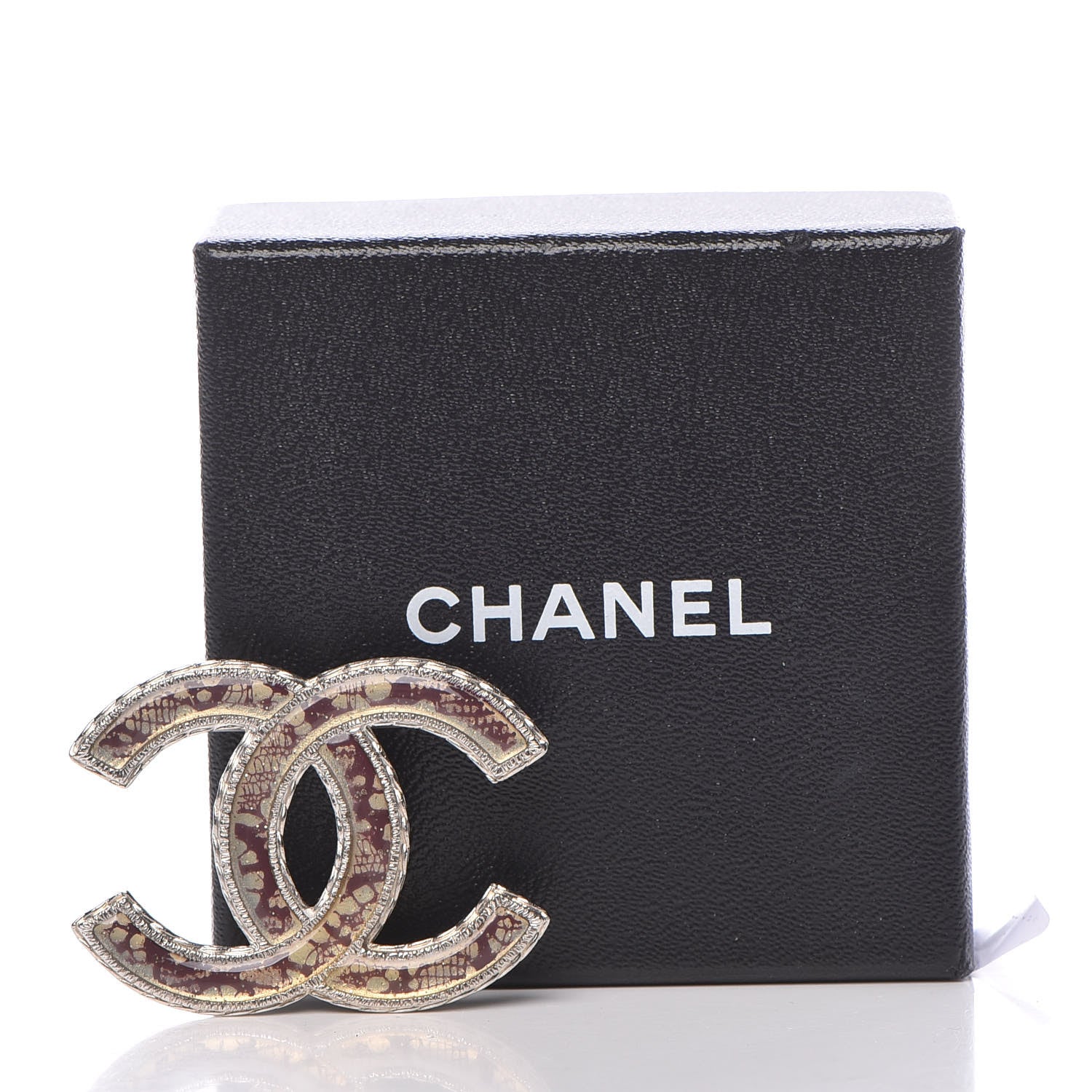 Chanel Resin CC Brooch Silver 5 of 5