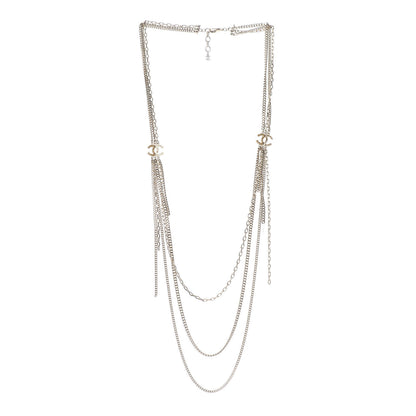 Chanel Baguette Gripoix Poured Glass CC Multi Strand Chain Necklace Light Gold 2 of 3