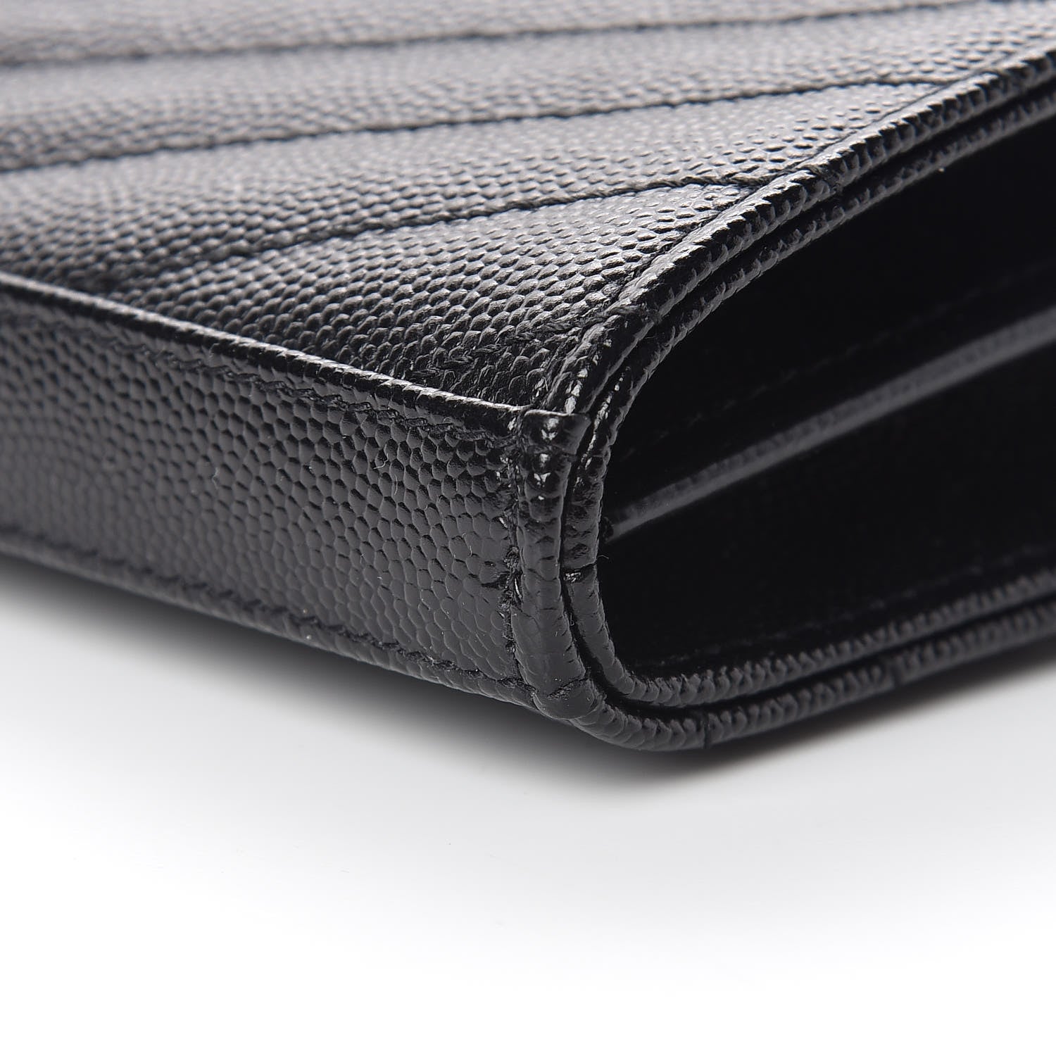 Saint Laurent Grain De Poudre Matelasse Chevron Monogram Chain Wallet Black 9 of 10