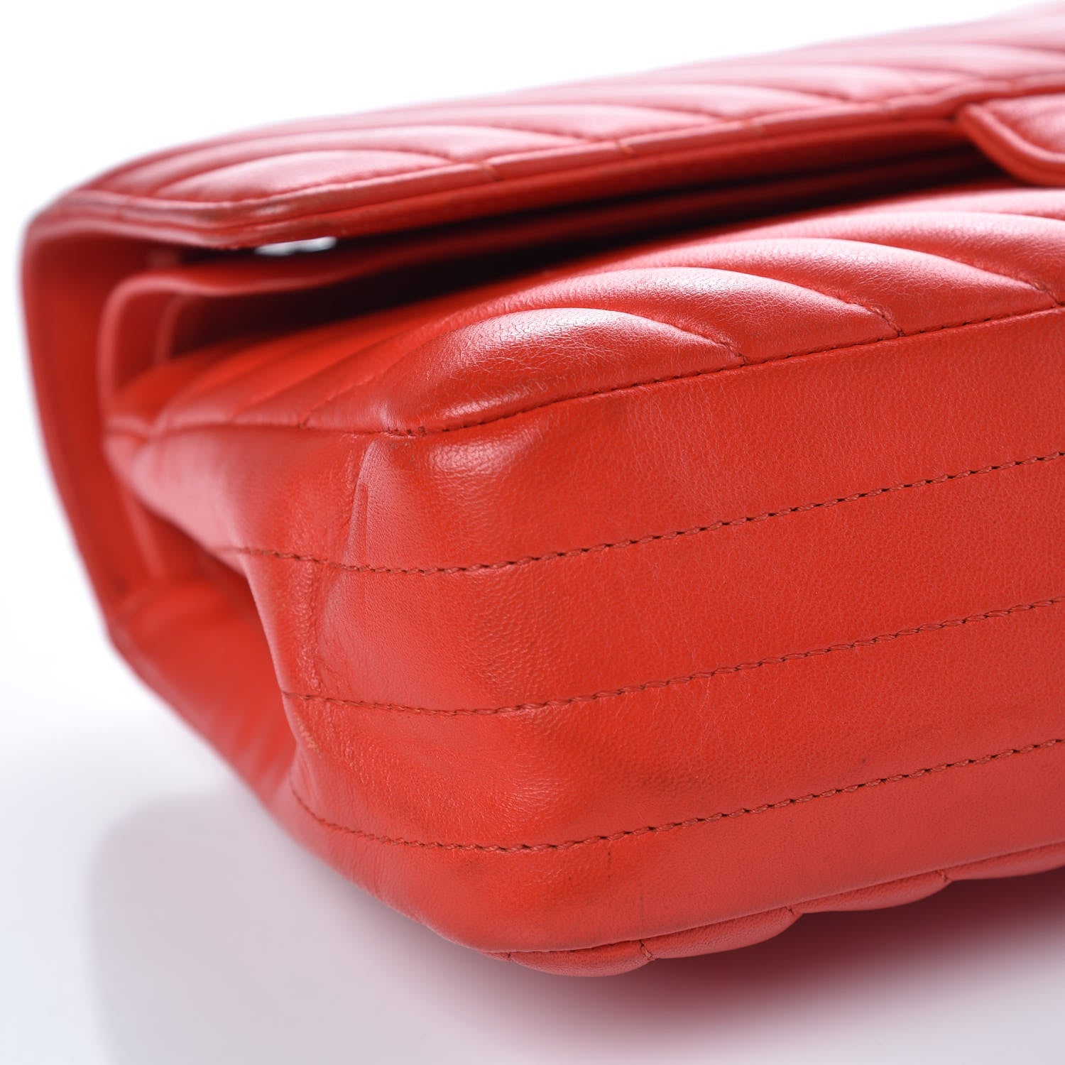 Chanel Lambskin Chevron Quilted Medium Double Flap Dark Red 6 of 13