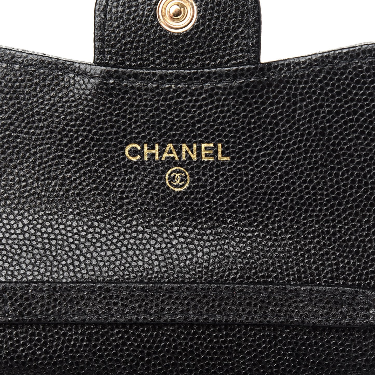Caviar Quilted Flap Card Holder On Chain Black