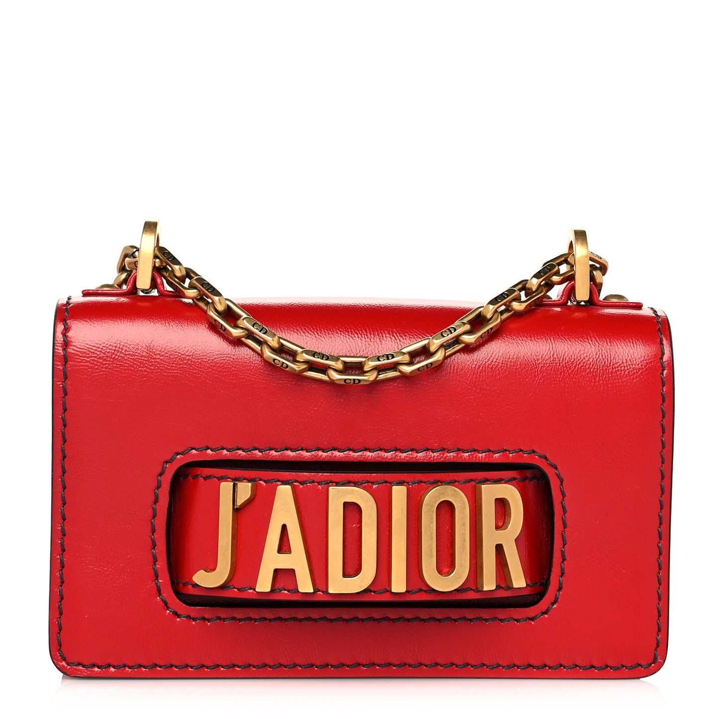 Calfskin Mini J'Adior Chain Flap Bag Spicy Red