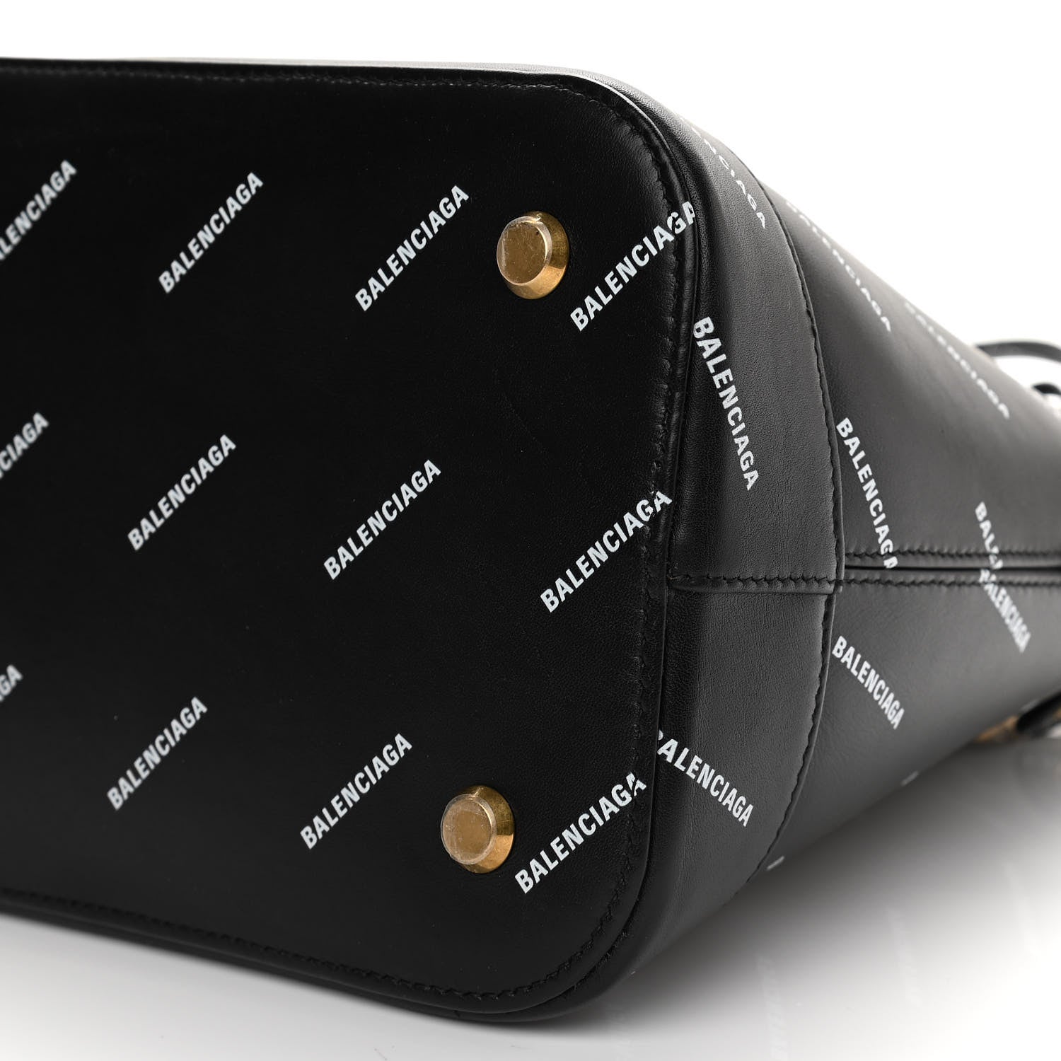 Balenciaga Calfskin Allover Logo M Ville Top Handle Bag Black 10 of 11