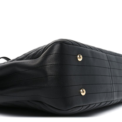 Chanel Iridescent Calfskin Chevron Quilted Shopping Tote Black 9 of 10