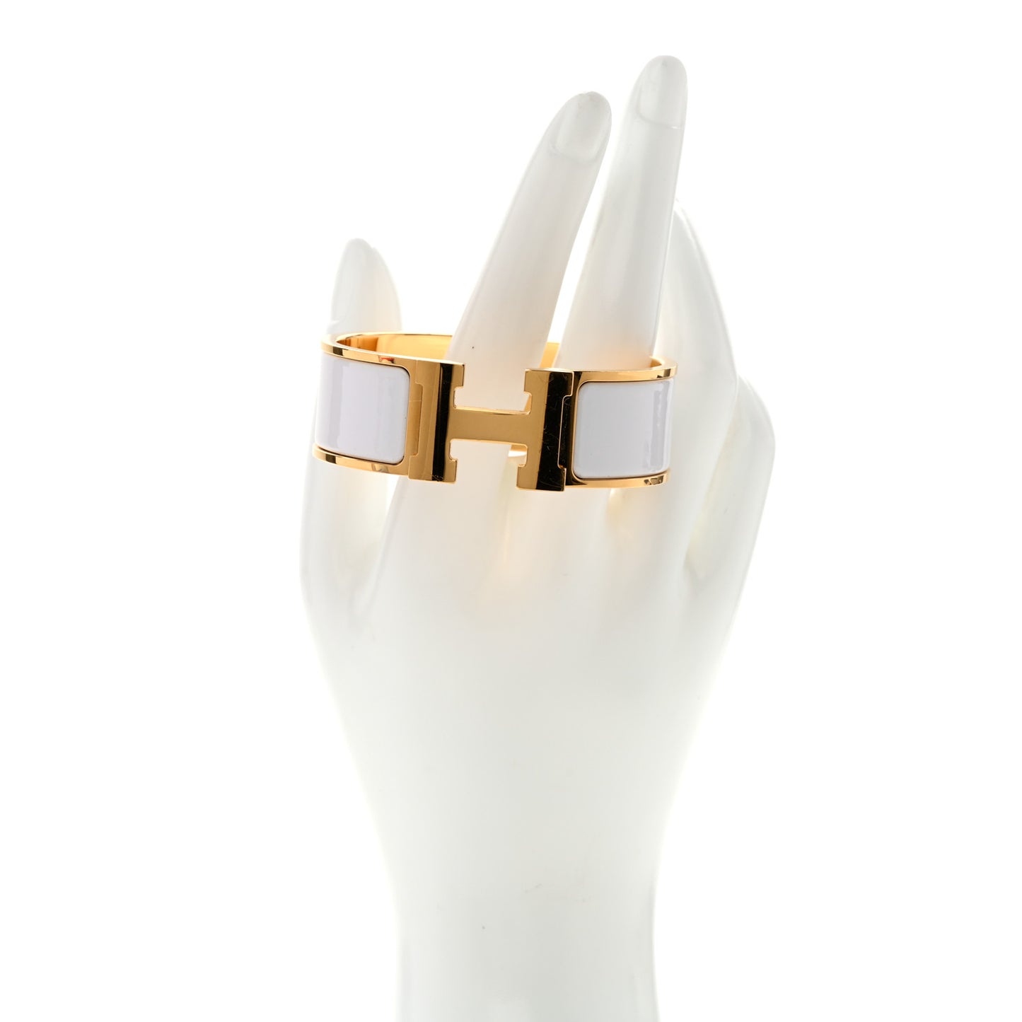 Enamel Wide Clic Clac H Bracelet PM White