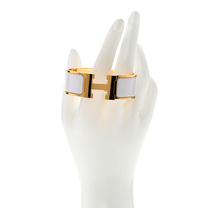 Hermes Enamel Wide Clic Clac H Bracelet PM White 2 of 4