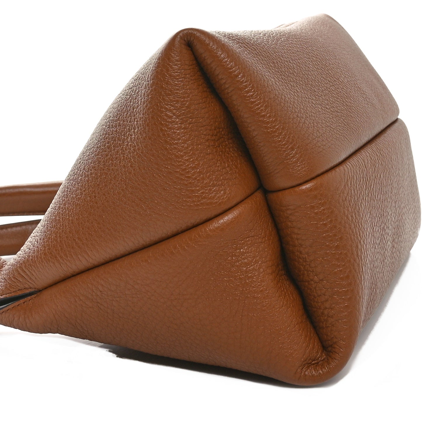 Grained Calfskin Softbit Medium Shoulder Bag Brown