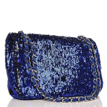 Chanel Sequin Medium Flap Dark Blue 4 of 8