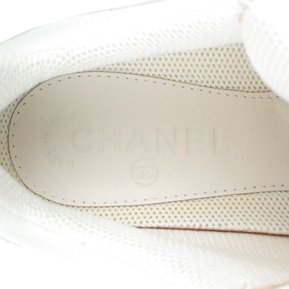 Chanel Suede Calfskin CC Sneakers 38.5 White Pink Green 6 of 7