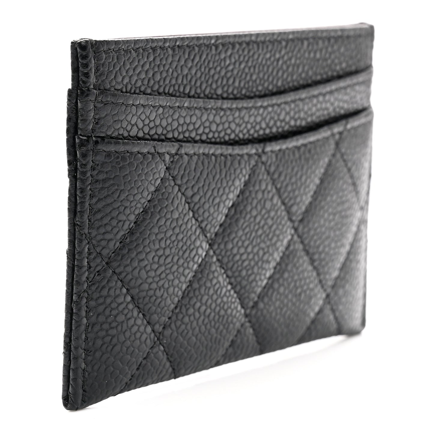 Caviar Quilted Card Holder Black