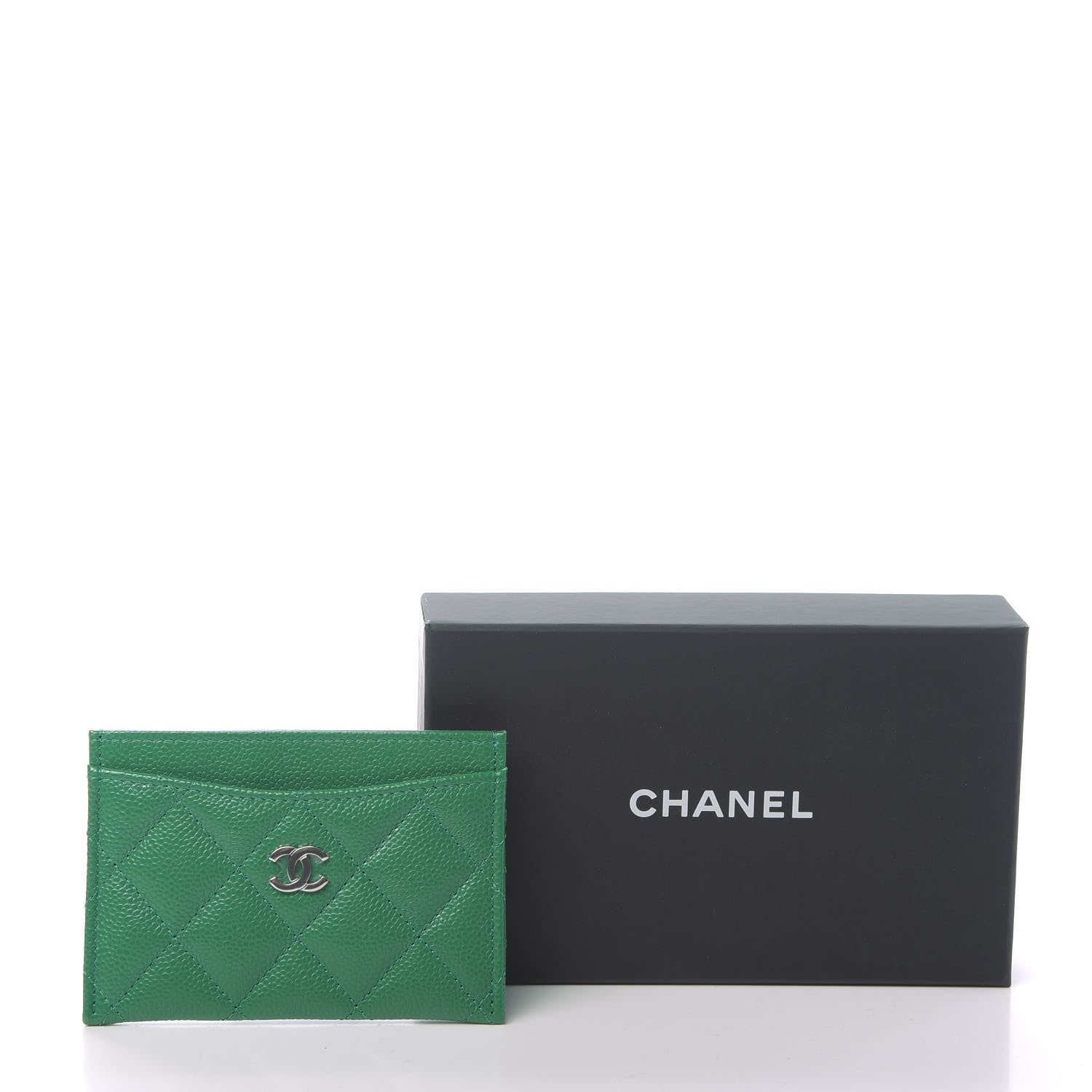 Chanel Caviar Quilted Card Holder Green 9 of 9