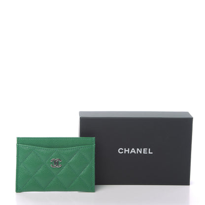 Chanel Caviar Quilted Card Holder Green 9 of 9