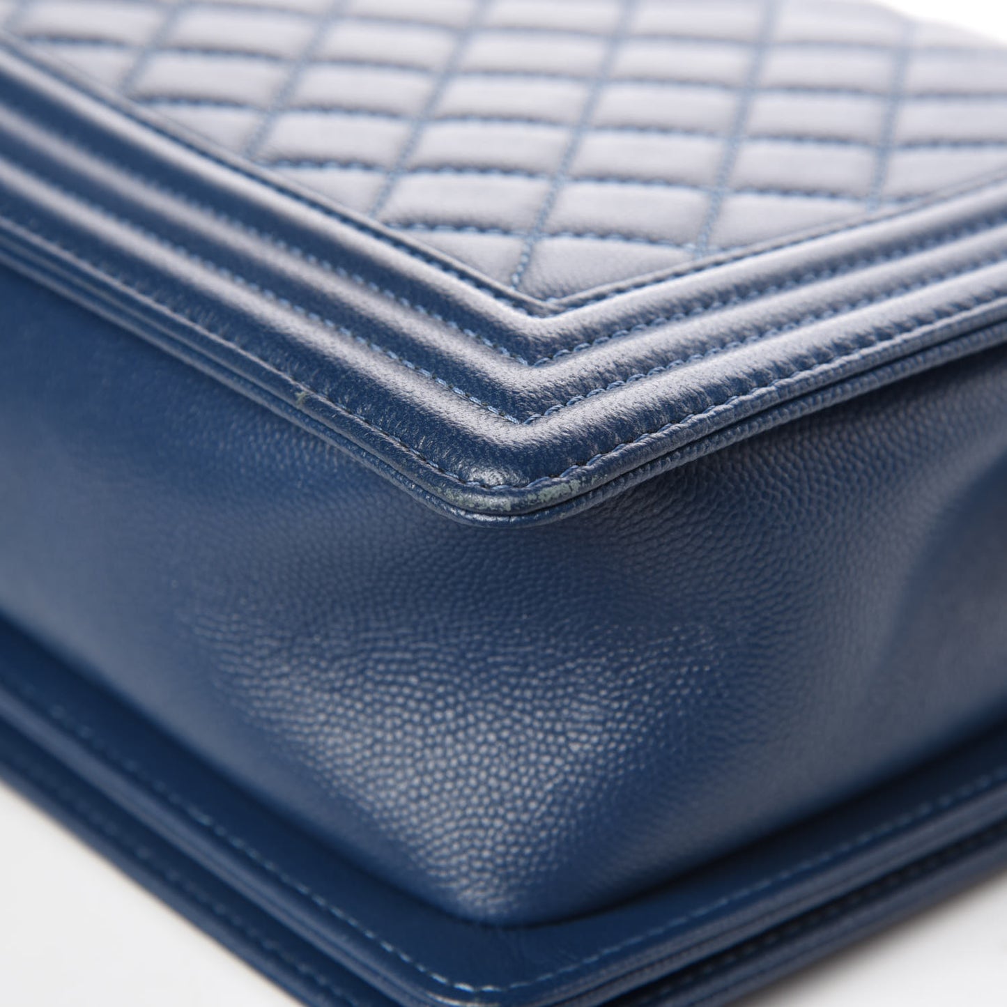 Caviar Quilted New Medium Boy Flap Dark Navy Blue
