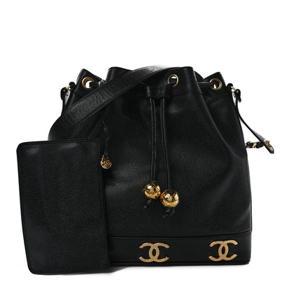 Chanel Caviar CC Drawstring Shoulder Bag Black 1 of 8