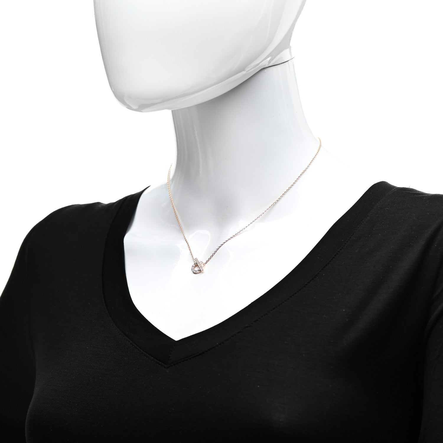 Hermes 18K Rose Gold Diamond Finesse Pendant Necklace 2 of 5