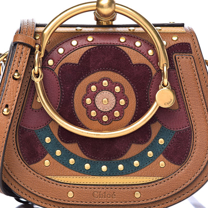 Chloe Calfskin Suede Floral Patchwork Small Nile Bracelet Bag Caramel 11 of 11