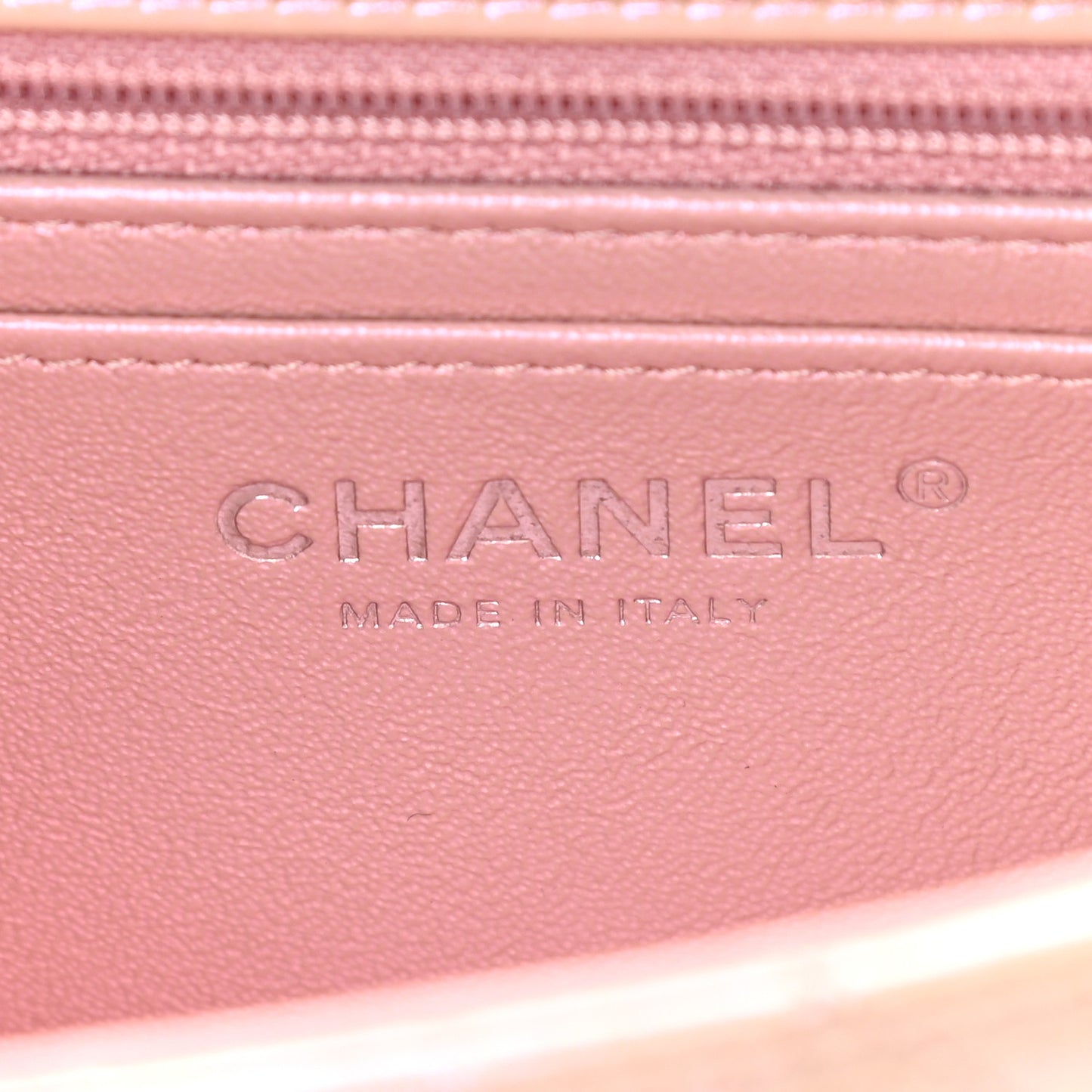 Iridescent Lambskin Quilted Mini Rectangular Flap Pink