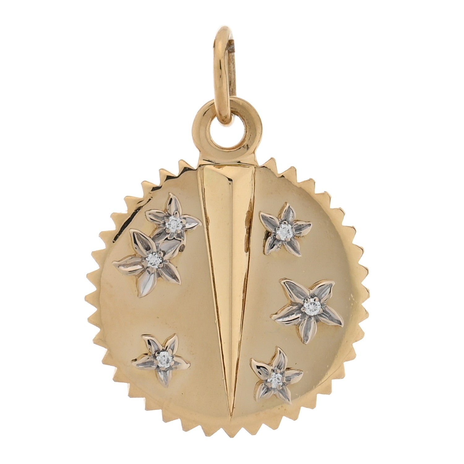 Foundrae 18K Yellow Gold Diamond Baby Resilience Medallion Pendant 1 of 3