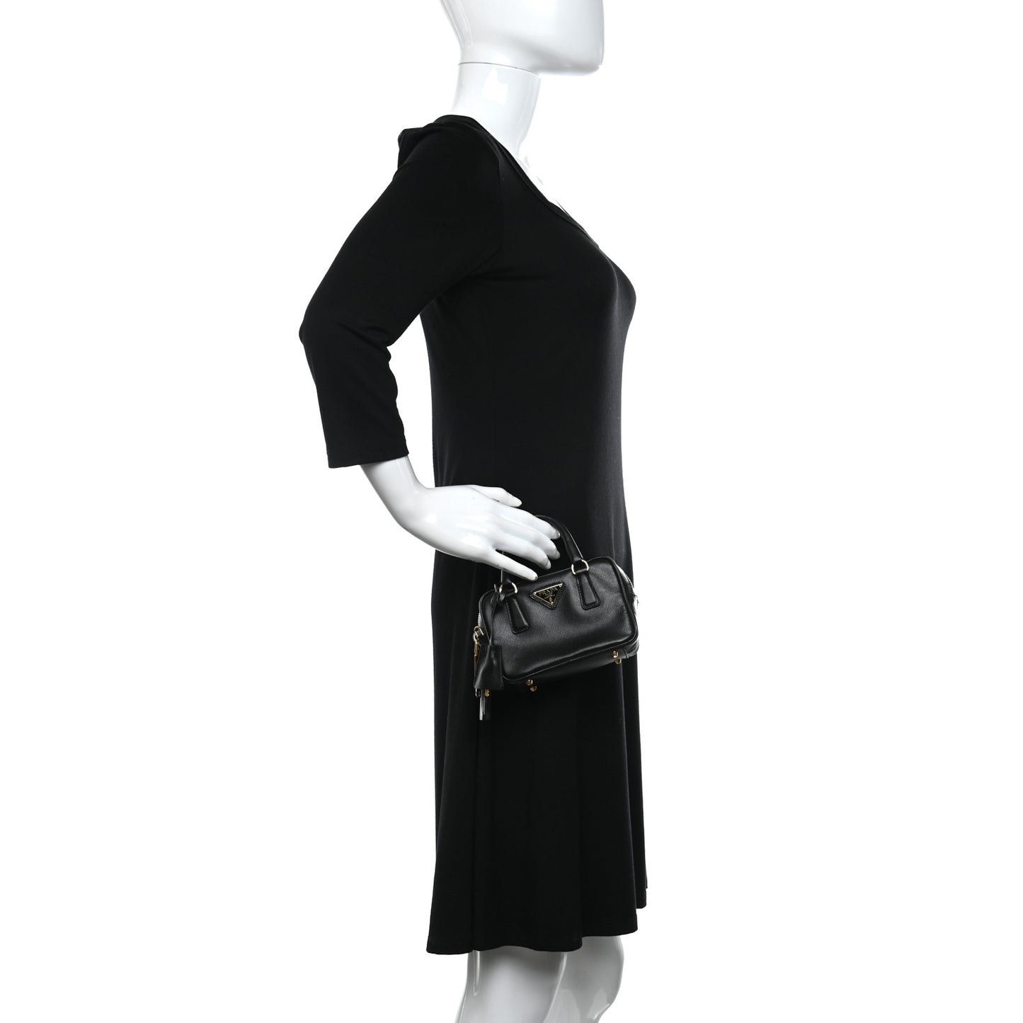 Saffiano Lux Mini Top Handle Crossbody Bag Black