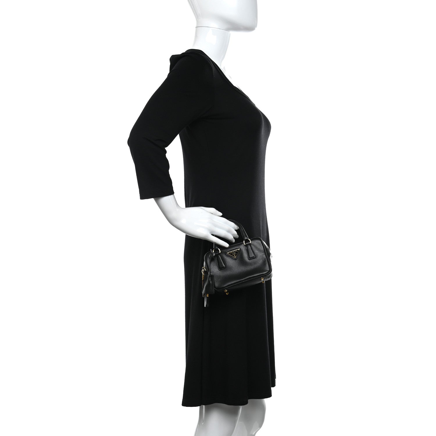 Prada Saffiano Lux Mini Top Handle Crossbody Bag Black 2 of 12
