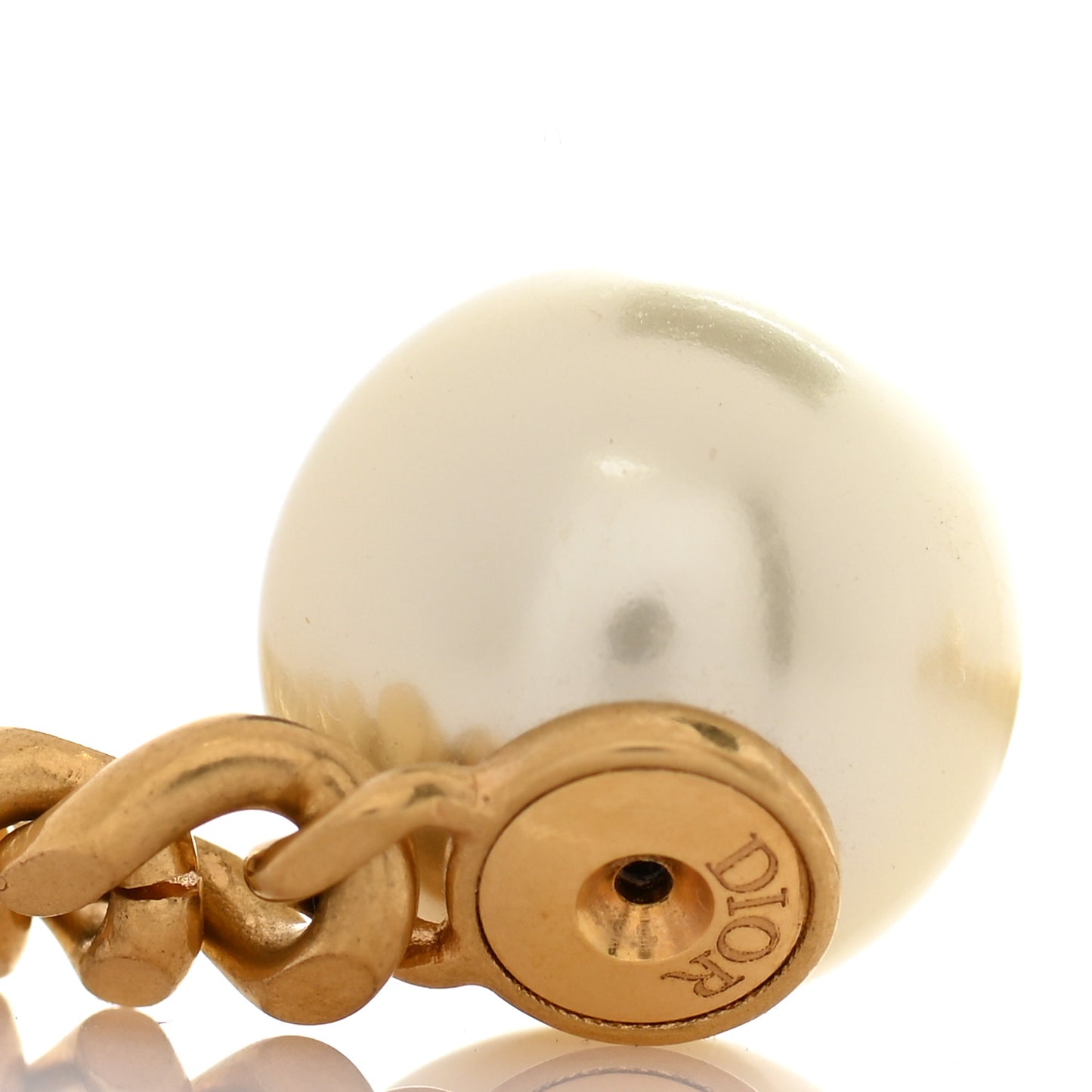 Pearl Crystal Dio(r)evolution Logo Earrings Aged Gold