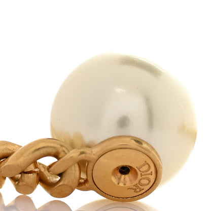 Christian Dior Pearl Crystal Dio(r)evolution Logo Earrings Aged Gold 4 of 5