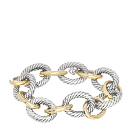 David Yurman Sterling Silver 18K Yellow Gold 17mm Extra Large Oval Link Bracelet 1 of 4