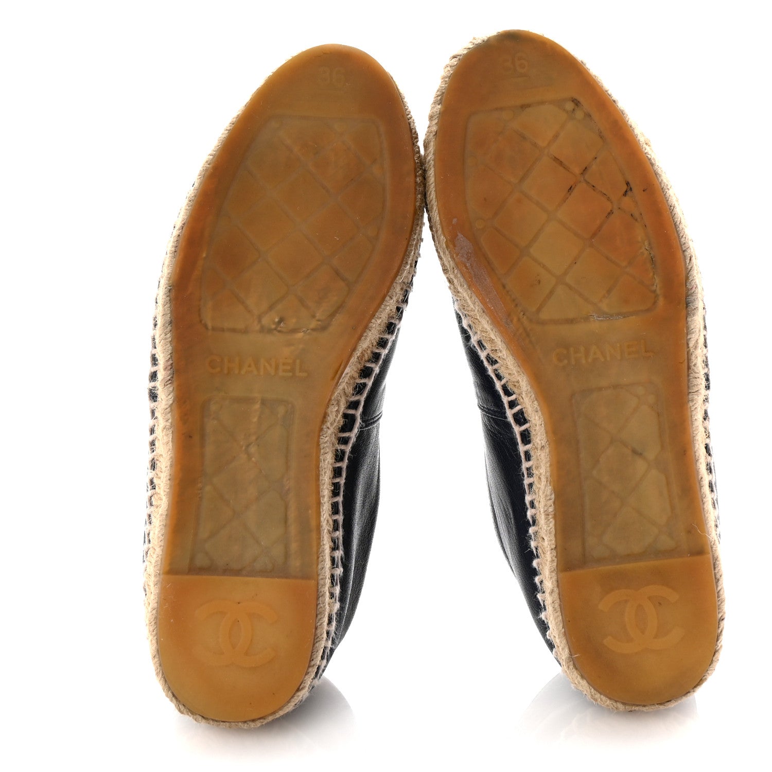 Chanel Lambskin CC Espadrilles 36 Navy Black 6 of 11