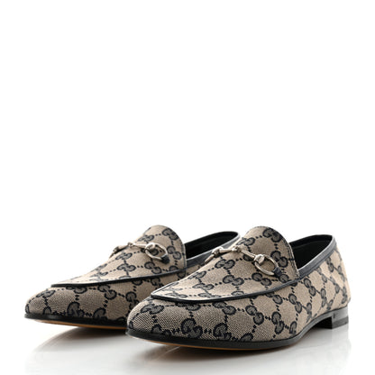 Gucci Monogram Malaga Kid Horsebit Womens Jordaan Loafers 39 Beige Blue 3 of 8