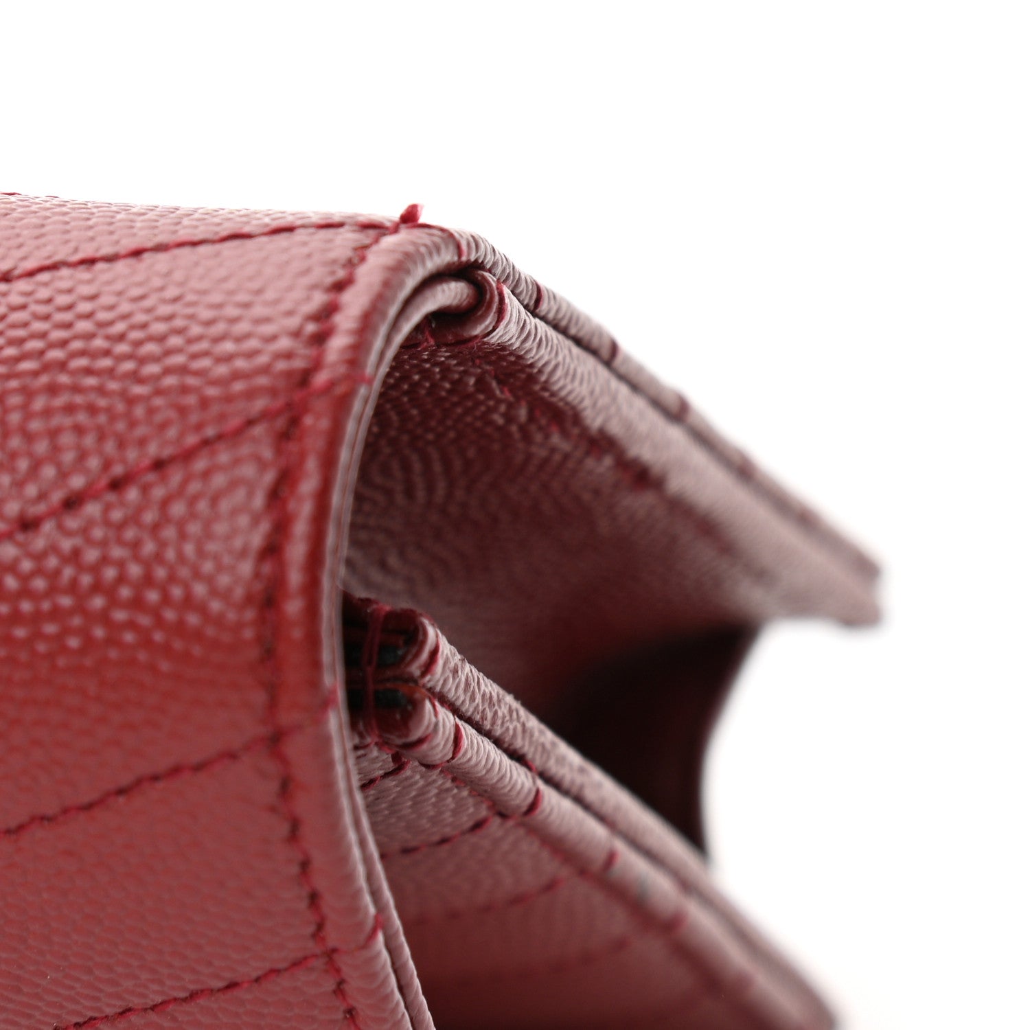 Saint Laurent Grain De Poudre Matelasse Chevron Monogram Envelope Chain Wallet Opyum Red 13 of 14