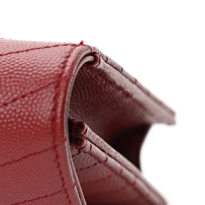Saint Laurent Grain De Poudre Matelasse Chevron Monogram Envelope Chain Wallet Opyum Red 13 of 14