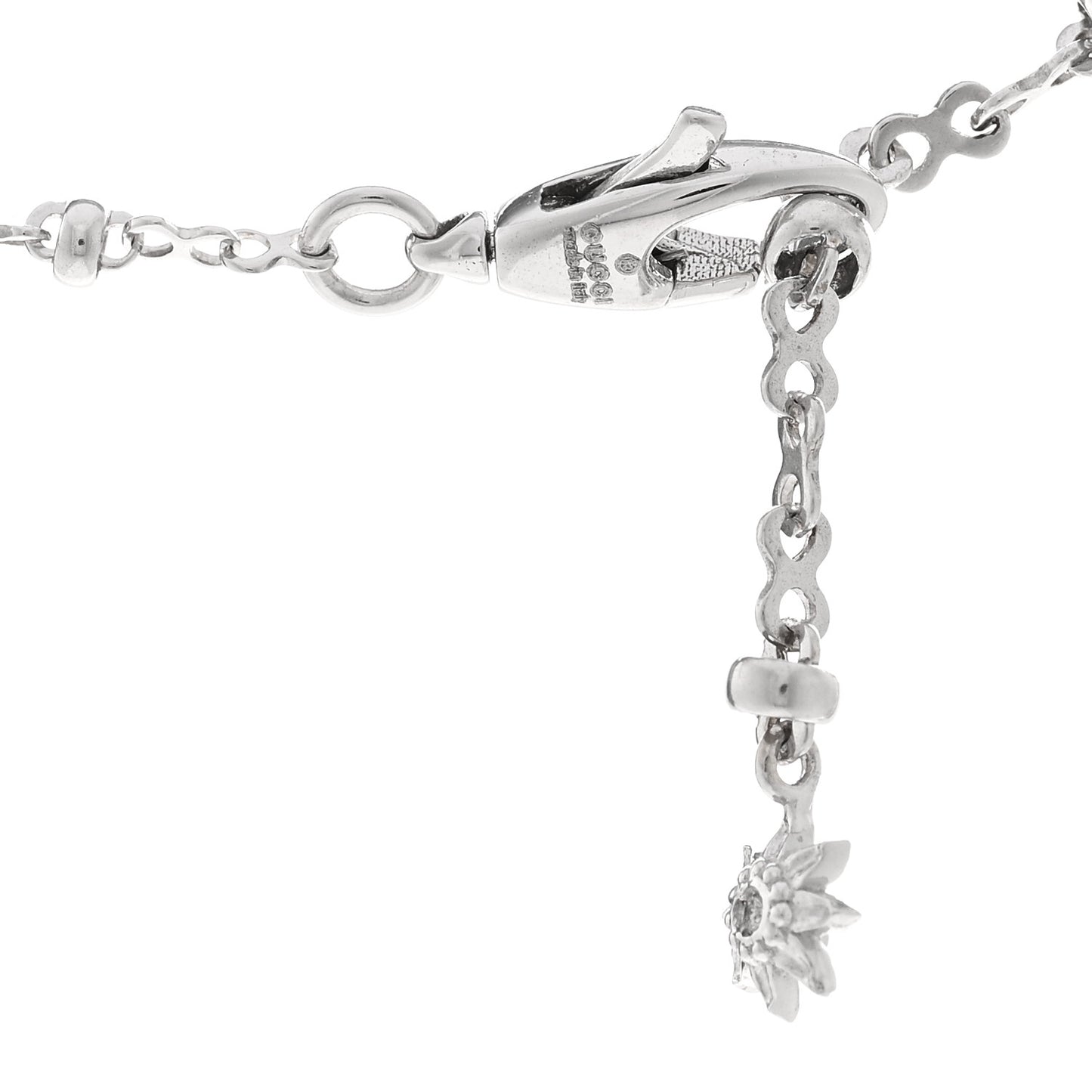 18K White Gold Diamond Flora GG Pendant Necklace