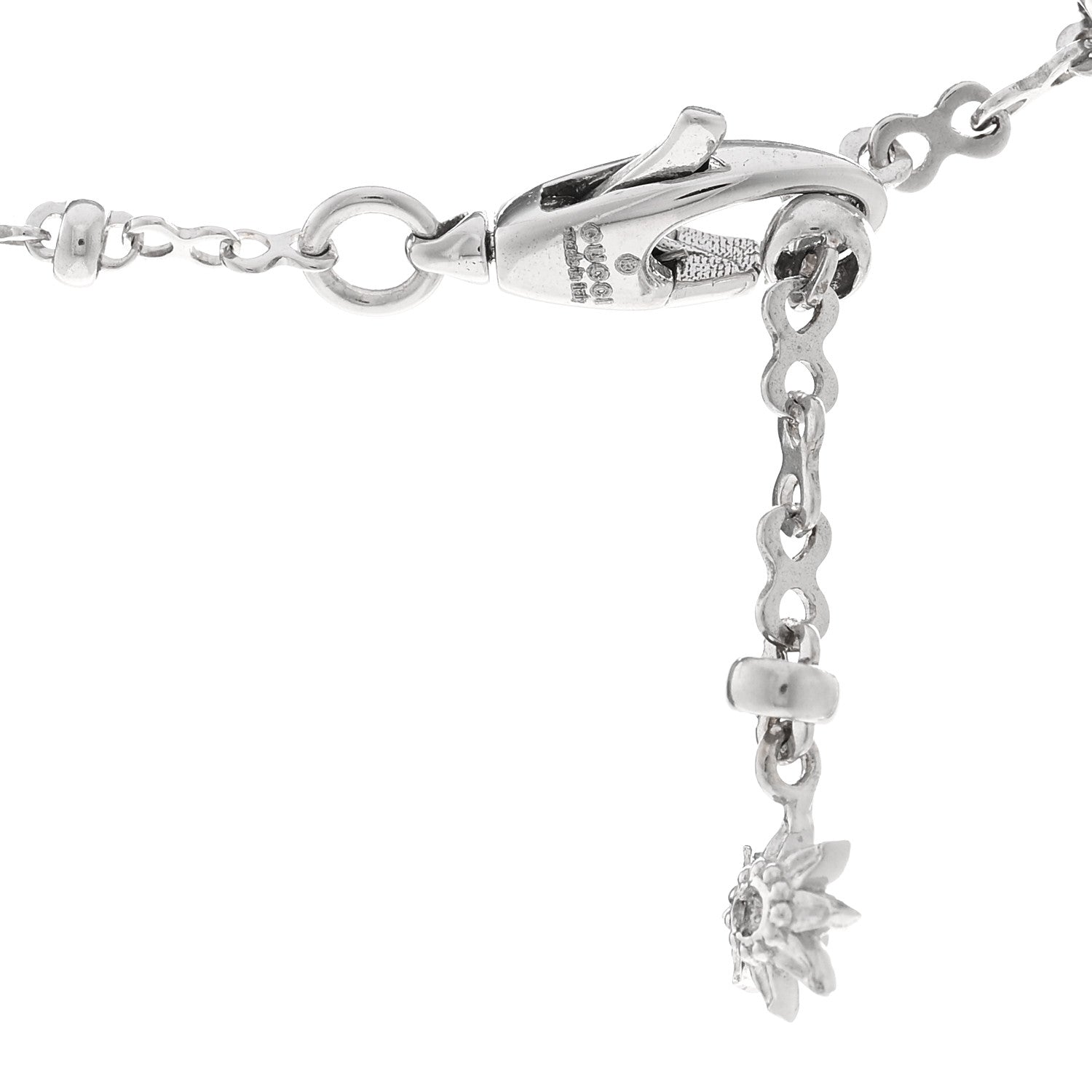 Gucci 18K White Gold Diamond Flora GG Pendant Necklace 4 of 4