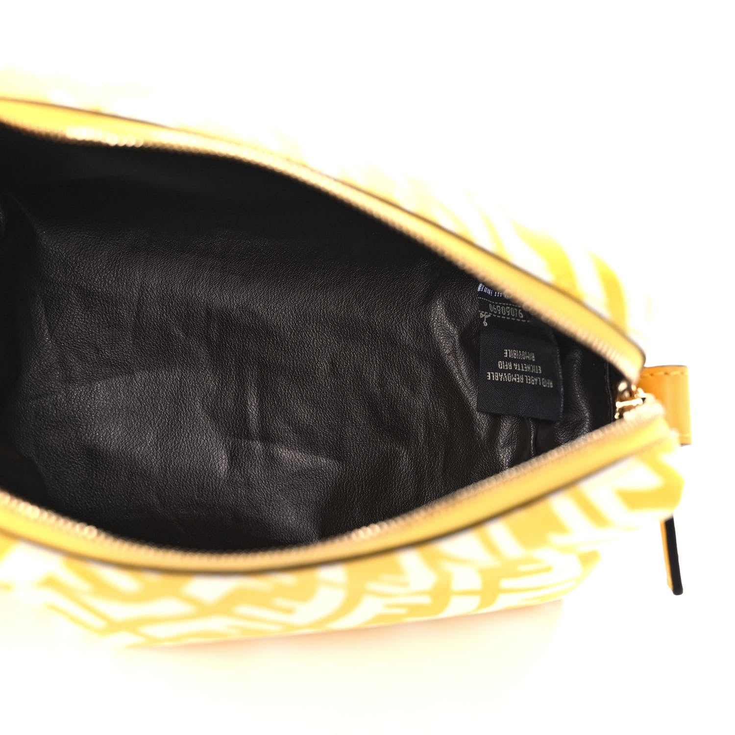 Fendi X SARAH COLEMAN Glazed Canvas Vitello King FF Vertigo Small Trapezoid Beauty Pouch Mimosa White 7 of 10