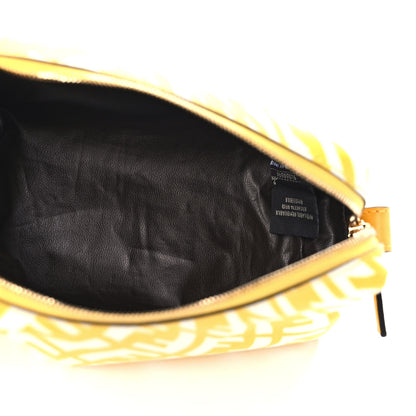 Fendi X SARAH COLEMAN Glazed Canvas Vitello King FF Vertigo Small Trapezoid Beauty Pouch Mimosa White 7 of 10