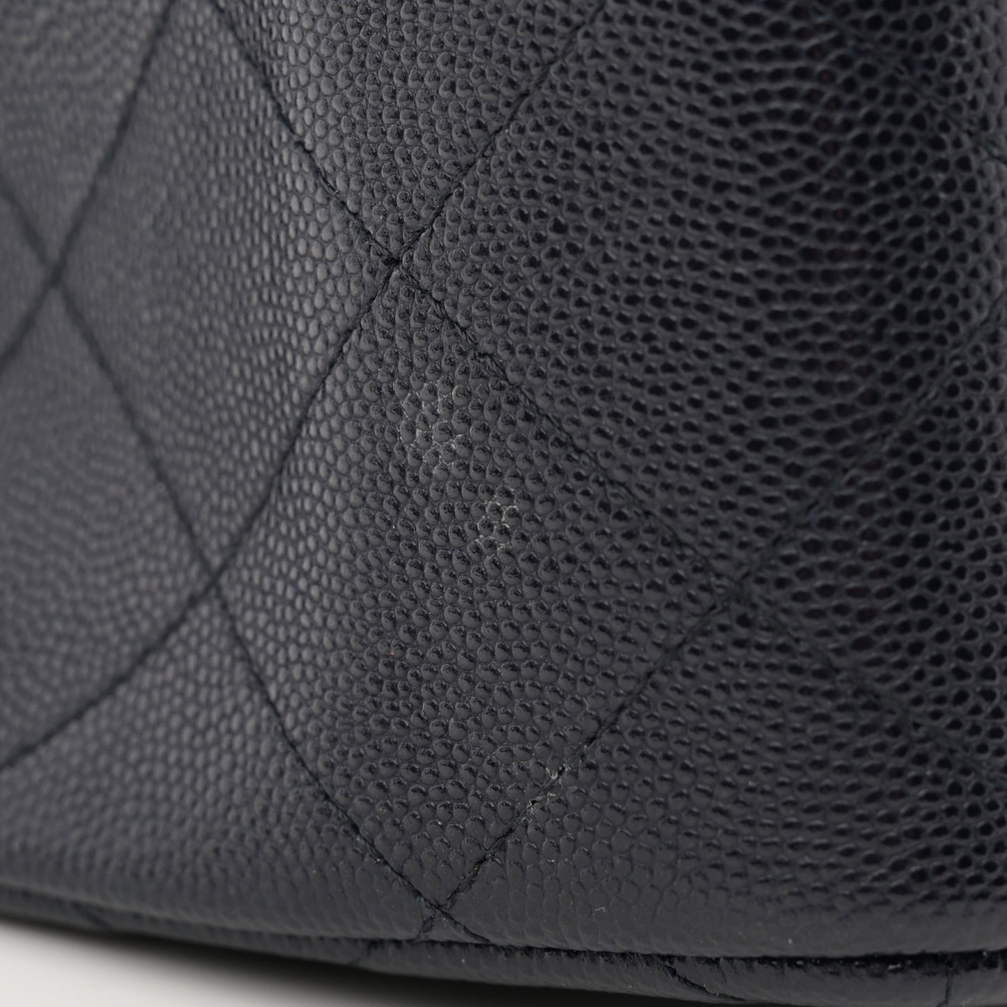 Caviar Quilted Jumbo Double Flap Navy Blue