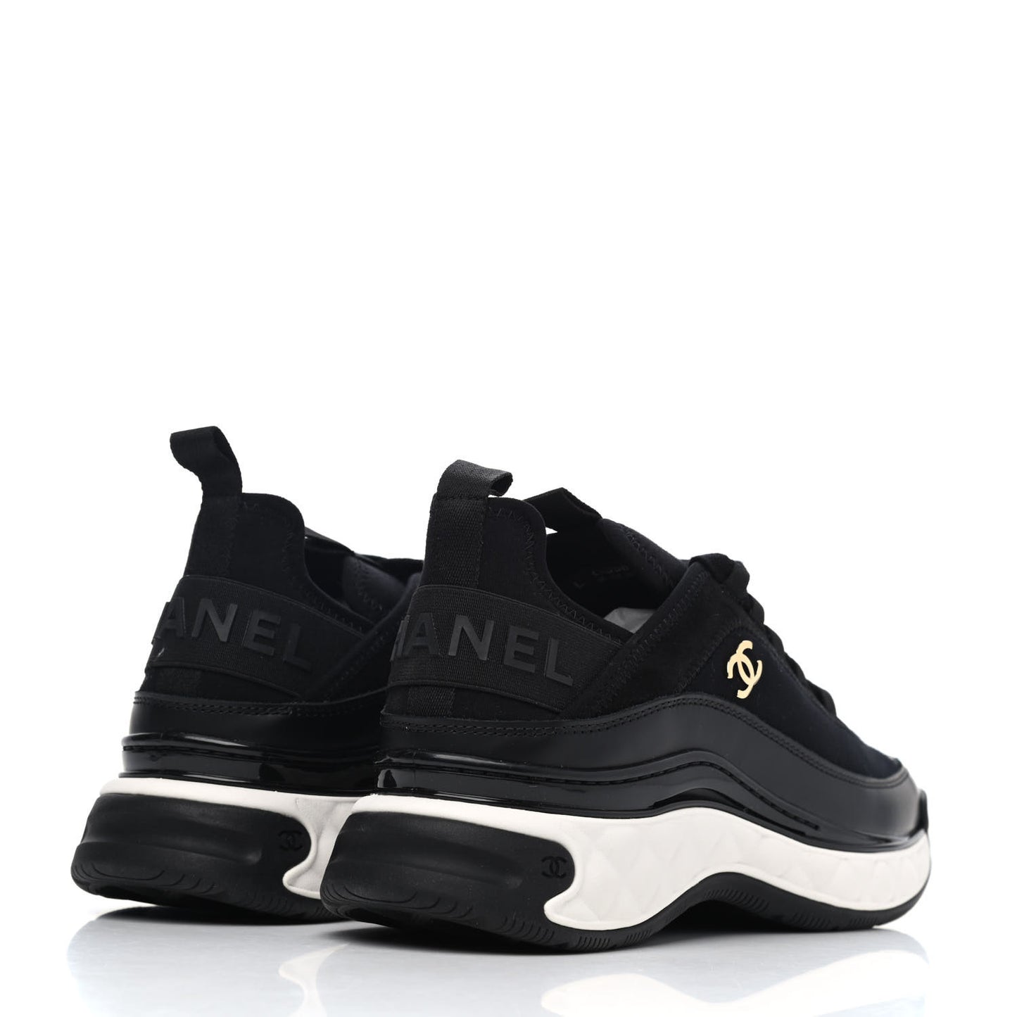 Velvet Calfskin Mixed Fibers CC Sneakers 38 Black