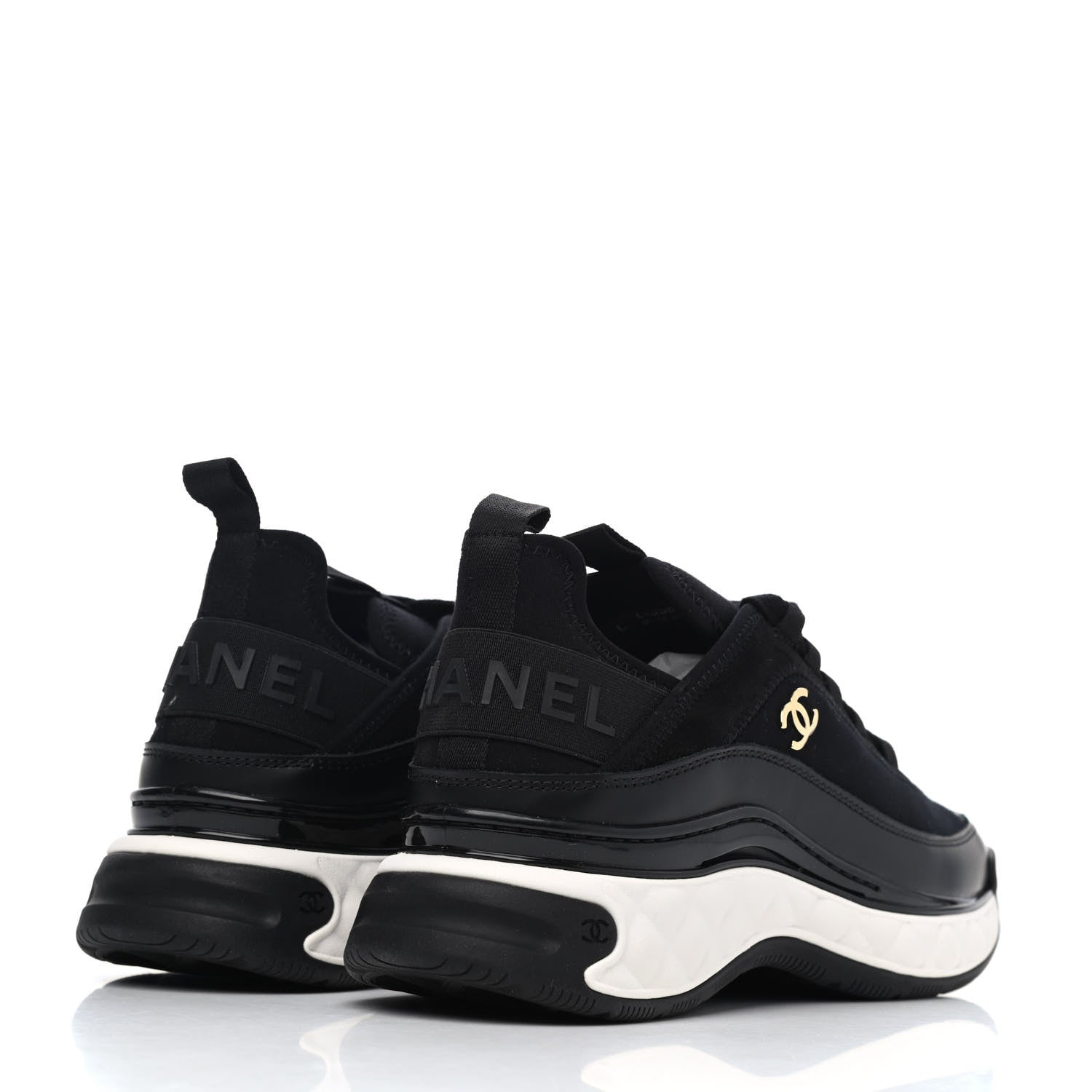 Chanel Velvet Calfskin Mixed Fibers CC Sneakers 38 Black 3 of 4