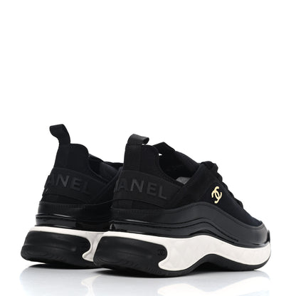 Chanel Velvet Calfskin Mixed Fibers CC Sneakers 38 Black 3 of 4