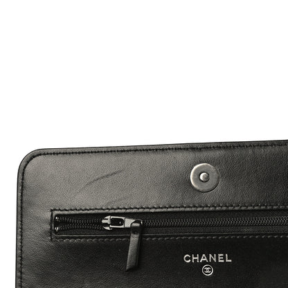 Chanel Lambskin Quilted Boy Wallet On Chain WOC Black 6 of 14