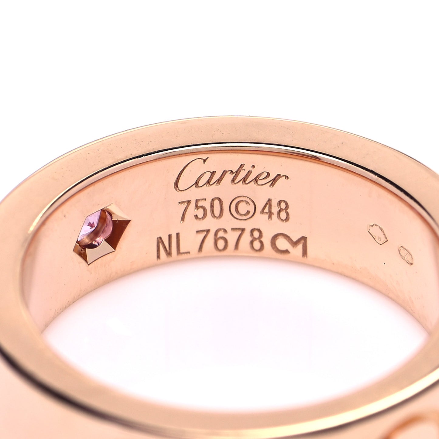 18K Pink Gold Pink Sapphire 5.5mm LOVE Ring 48 4.5