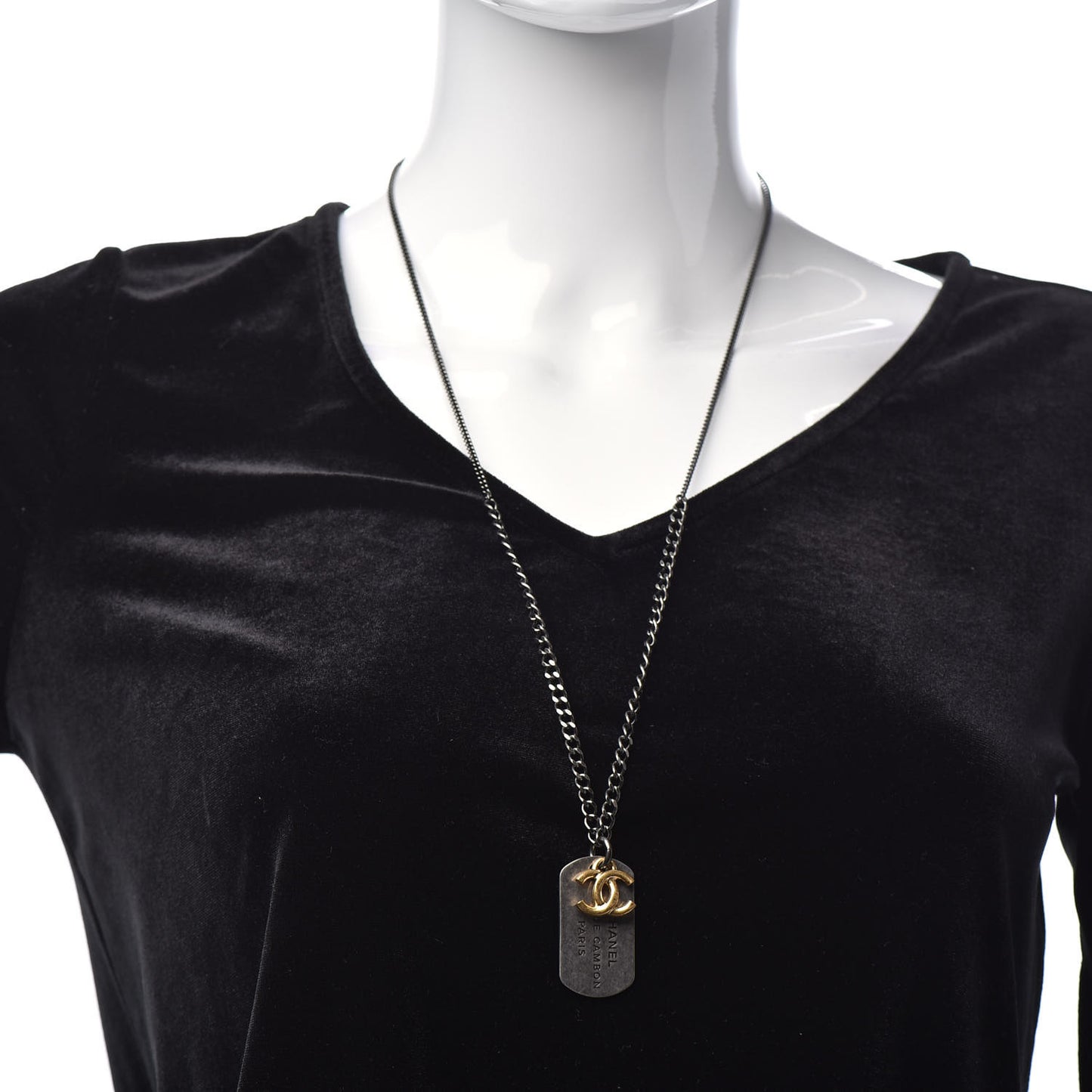Ruthenium ID Dog Tag Charm Necklace Silver Gold