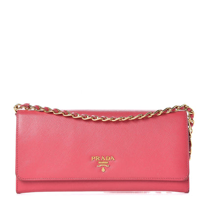Prada Saffiano Metal Oro Chain Wallet Peonia 1 of 13