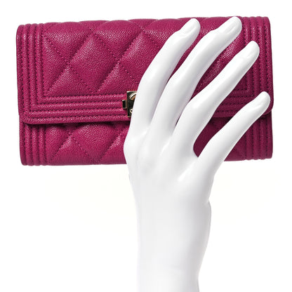 Chanel Caviar Quilted Medium Boy Flap Wallet Fuchsia 2 of 12