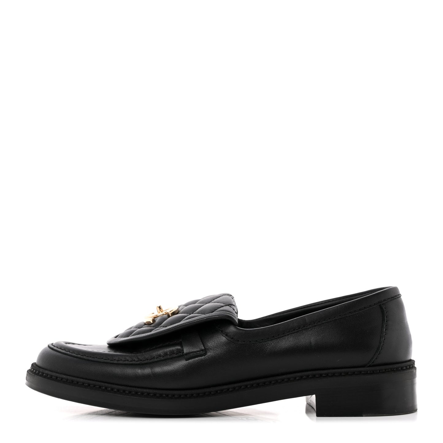Lambskin Quilted CC Turnlock Loafers 38.5 Black