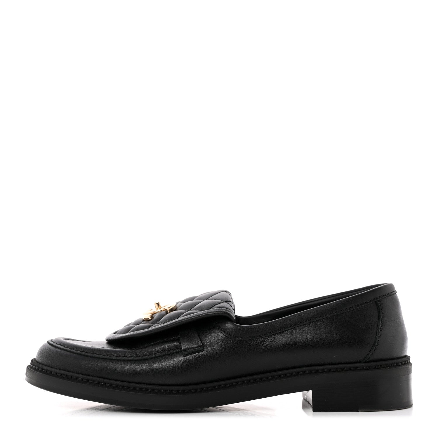 Chanel Lambskin Quilted CC Turnlock Loafers 38.5 Black 1 of 16