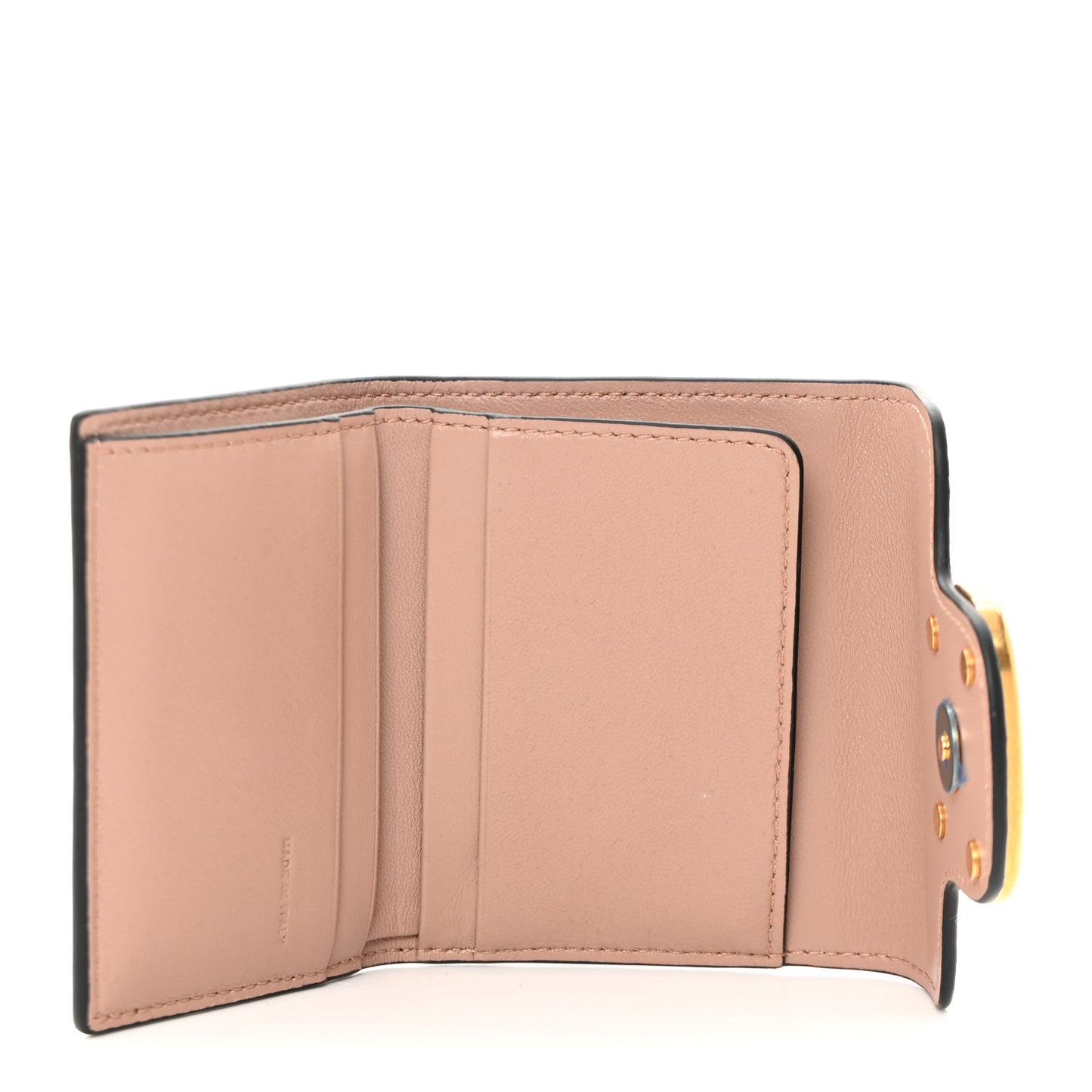 Metallic Crackle Effect Calfskin Small Loco Wallet Platino