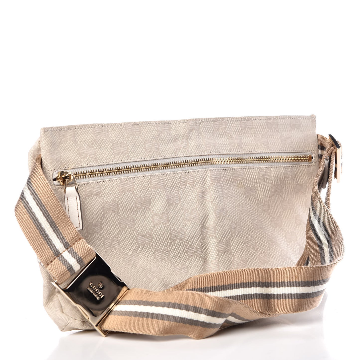 GG Monogram Web Double Pocket Belt Bag White
